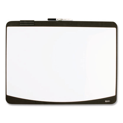 Tack/write Dry Erase Marker Board, 25.5" X 17.5", Black/white Surface, Black Plastic Frame