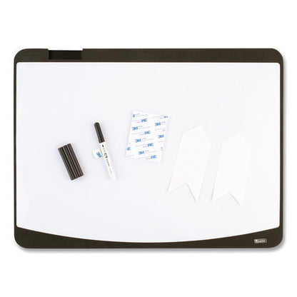 Tack/write Dry Erase Marker Board, 25.5" X 17.5", Black/white Surface, Black Plastic Frame