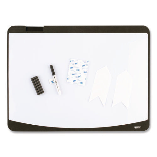 Tack/write Dry Erase Marker Board, 25.5" X 17.5", Black/white Surface, Black Plastic Frame