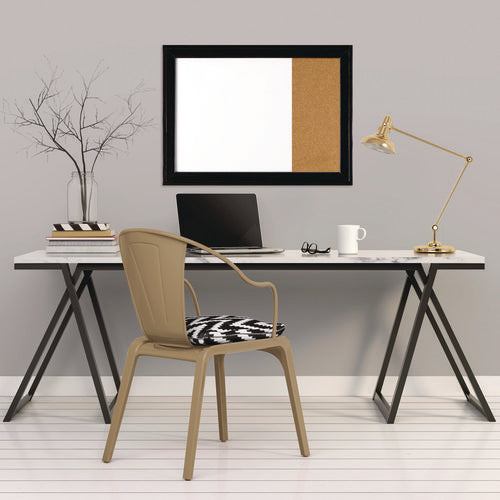 Home Decor Combo Magnetic Dry Erase/bulletin Board, 23" X 17", Tan/white Surface, Black Wood Frame