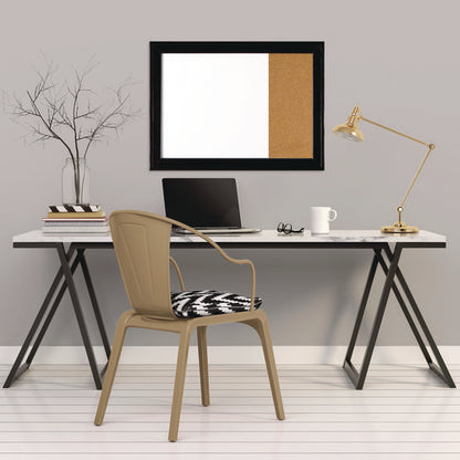 Home Decor Combo Magnetic Dry Erase/bulletin Board, 23" X 17", Tan/white Surface, Black Wood Frame