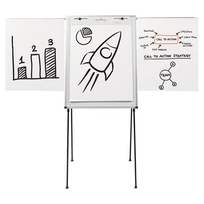 Dry Erase Steel Easel, 29" X 40", White Surface, Satin Aluminum Frame