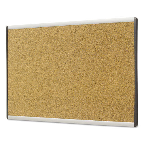 Arc Frame Cubicle Board, Cork Bulletin, 30" X 18", Tan Surface, Satin Aluminum Frame