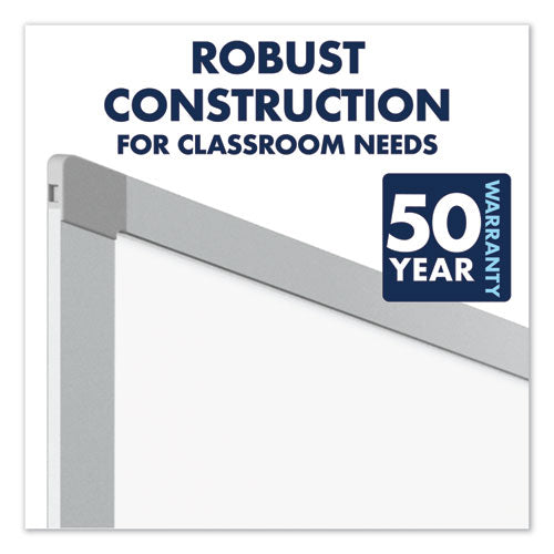 Porcelain Magnetic Whiteboard, 96" X 48", White Surface, Satin Aluminum Frame