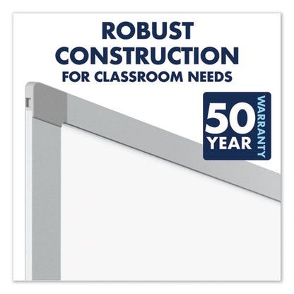 Porcelain Magnetic Whiteboard, 96" X 48", White Surface, Satin Aluminum Frame