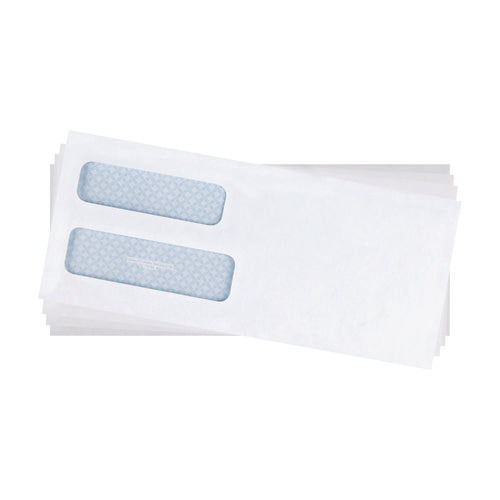 Double Window Security-tinted Check Envelope, #10, Commercial Flap, Gummed Closure, 4.13 X 9.5, White, 500/box