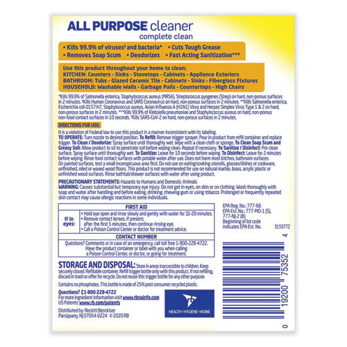 Ready-to-use All-purpose Cleaner, Lemon Breeze, 32 Oz Spray Bottle