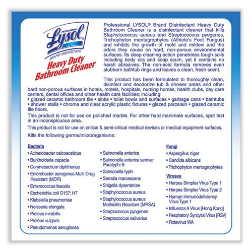 Disinfectant Heavy-duty Bathroom Cleaner Concentrate, Fresh Lime, 1 Gal Bottle