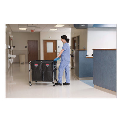 Two-compartment Collapsible X-cart, Synthetic Fabric, 2.49 Cu Ft Bins, 24.1" X 35.7" X 34", Black/silver