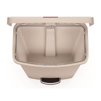 Streamline Resin Step-on Container, Front Step Style, 18 Gal, Polyethylene, Beige