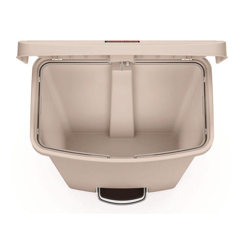Streamline Resin Step-on Container, Front Step Style, 18 Gal, Polyethylene, Beige