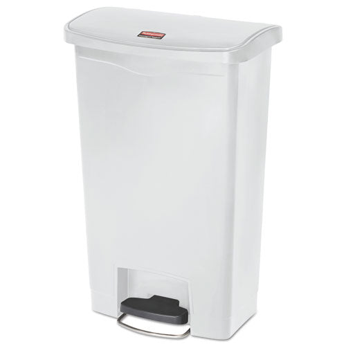 Streamline Resin Step-on Container, Front Step Style, 13 Gal, Polyethylene, White
