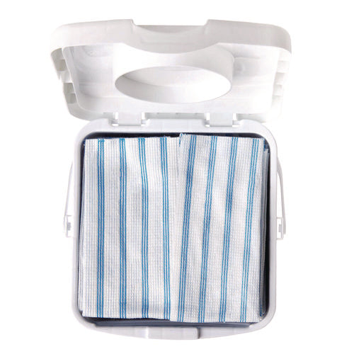 Disposable Microfiber Cleaning Cloths, 12 X 12, White/blue Stripe, 600/carton