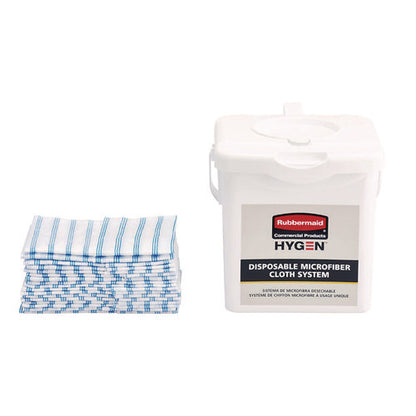 Disposable Microfiber Cleaning Cloths, 12 X 12, White/blue Stripe, 600/carton