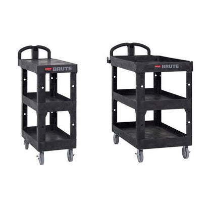 Brute 3-shelf Heavy-duty Ergo Flat Utility Cart, Plastic, 3 Shelves, 600 Lb Capacity, 25.24" X 48.63" X 46.18", Black