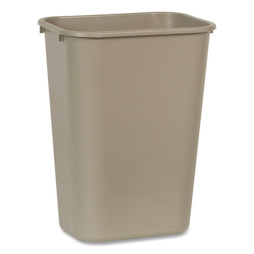 Deskside Plastic Wastebasket, 10.25 Gal, Plastic, Beige