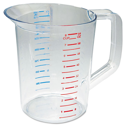 Bouncer Measuring Cup, 2 Qt, Plastic, Clear
