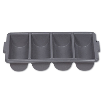 Cutlery Bin, 4 Compartments, 11.5 X 21.25 X 3.75, Plastic, Gray