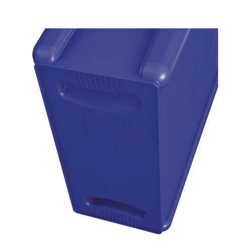 Slim Jim Plastic Recycling Container With Venting Channels, 23 Gal, Plastic, Blue
