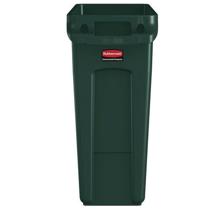 Slim Jim Plastic Recycling Container With Venting Channels, 23 Gal, Plastic, Green