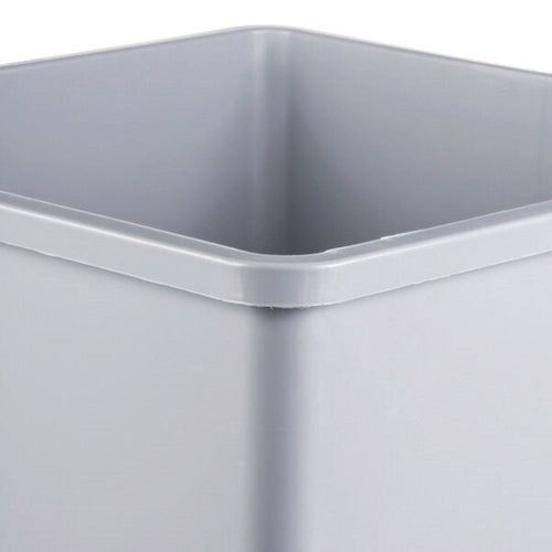 Untouchable Square Waste Receptacle, 35 Gal, Plastic, Gray