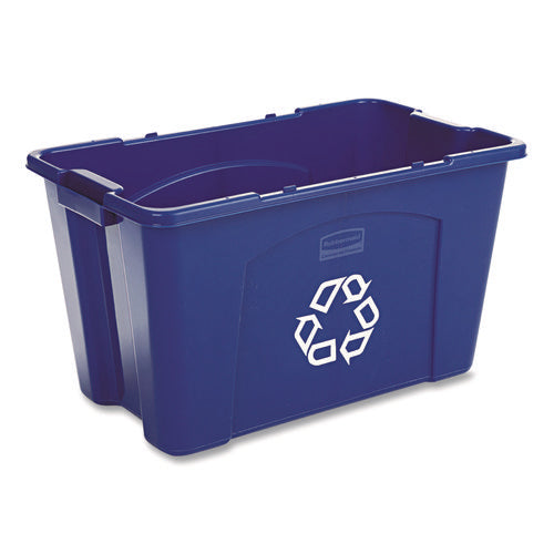 Stacking Recycle Bin, 18 Gal, Polyethylene, Blue