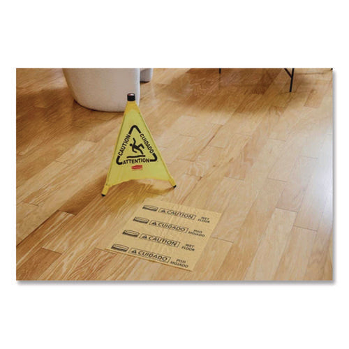 Multilingual Pop-up Safety Cone, 3-sided, Fabric, 21 X 21 X 20, Yellow