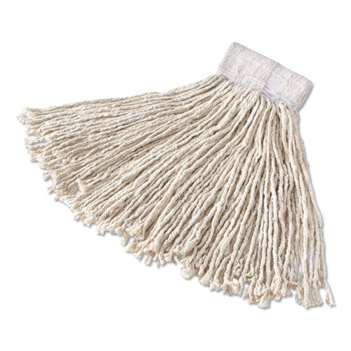 Super Stitch Cotton Looped End Wet Mop Head, Large, 1" White Headband, 6/carton