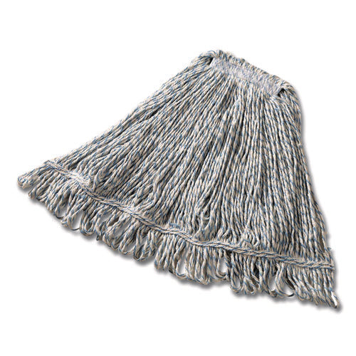 Super Stitch Finish Mop Heads, Cotton/synthetic, Blue/white