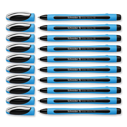 Slider Memo Xb Ballpoint Pen, Stick, Extra-bold 1.4 Mm, Black Ink, Black/light Blue Barrel, 10/box
