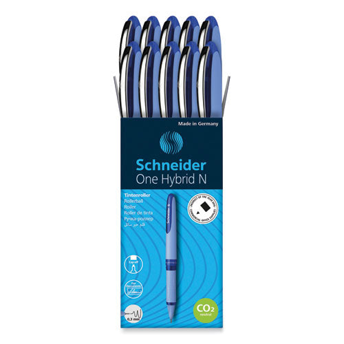 One Hybrid N Rollerball Pen, Stick, Extra-fine 0.3 Mm, Blue Ink, Blue Barrel, 10/box