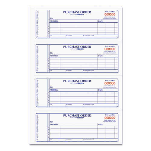 Purchase Order Book, 5 Lines, Two-part Carbonless, 7 X 2.75, 4 Forms/sheet, 400 Forms Total