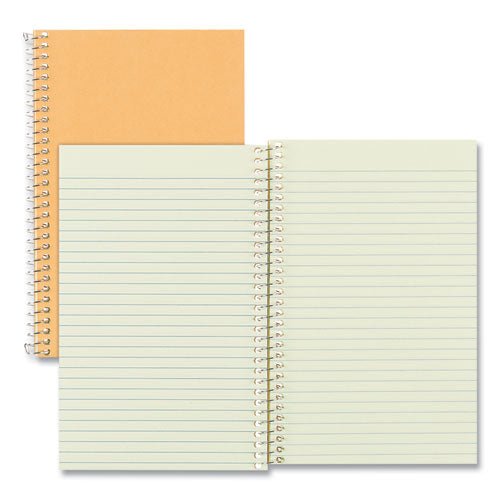 Single-subject Wirebound Notebooks, Narrow Rule, Brown Board Cover, (80) 7.75 X 5 Eye-ease Green Sheets