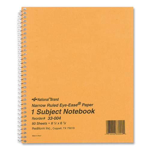 Single-subject Wirebound Notebooks, Narrow Rule, Brown Board Cover, (80) 8.25 X 6.88 Eye-ease Green Sheets