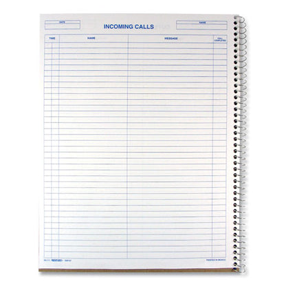 Wirebound Call Register, One-part (no Copies), 11 X 8.5, 100 Forms Total