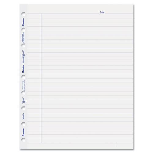 Ruled Paper Refill Sheets For All Miraclebind Notebooks And Planners, 9.25 X 7.25, White/blue Sheets, Undated, 50/pack