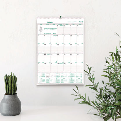 Ecologix Monthly Wall Calendar, Ecologix Artwork, 12 X 17, White/green Sheets, 12-month (jan To Dec): 2026