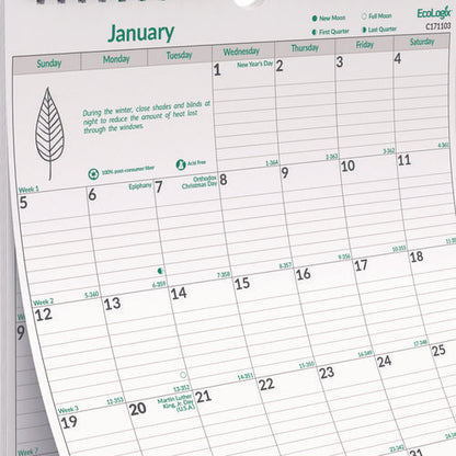 Ecologix Monthly Wall Calendar, Ecologix Artwork, 12 X 17, White/green Sheets, 12-month (jan To Dec): 2026