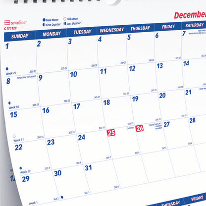 Three-month Wall Calendar, 12.25" X 27", White/blue Sheets, 14-month: Dec 2025 To Jan 2027