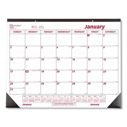 Monthly Desk Pad Calendar, 22 X 17, White/burgundy Sheets, Black Binding, Black Corners, 12-month (jan To Dec): 2026