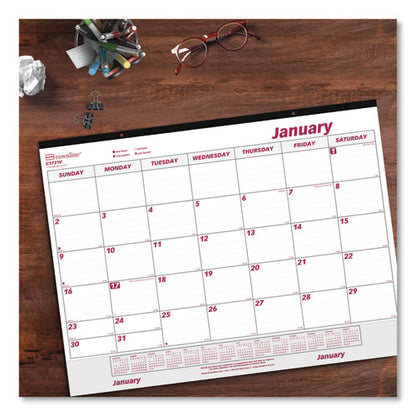 Monthly Desk Pad Calendar, 22 X 17, White/burgundy Sheets, Black Binding, Clear Corners, 12-month (jan To Dec): 2026