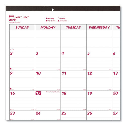 Monthly Desk Pad Calendar, 22 X 17, White/burgundy Sheets, Black Binding, Black Corners, 12-month (jan To Dec): 2026