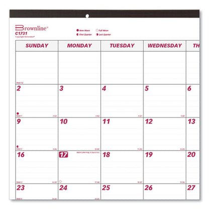 Monthly Desk Pad Calendar, 22 X 17, White/burgundy Sheets, Black Binding, Black Corners, 12-month (jan To Dec): 2026
