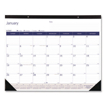 Duraglobe Monthly Desk Pad Calendar, 22 X 17, White/blue/gray Sheets, Black Binding/corners, 12-month (jan To Dec): 2026