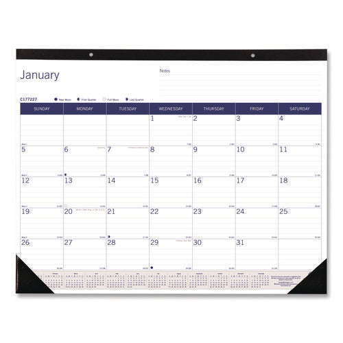 Duraglobe Monthly Desk Pad Calendar, 22 X 17, White/blue/gray Sheets, Black Binding/corners, 12-month (jan To Dec): 2026