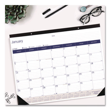 Duraglobe Monthly Desk Pad Calendar, 22 X 17, White/blue/gray Sheets, Black Binding/corners, 12-month (jan To Dec): 2026