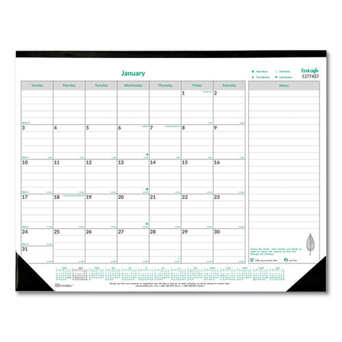 Ecologix Monthly Desk Pad Calendar, Ecologix Artwork, 22 X 17, White/green Sheets, Black Binding, 12-month (jan-dec): 2026