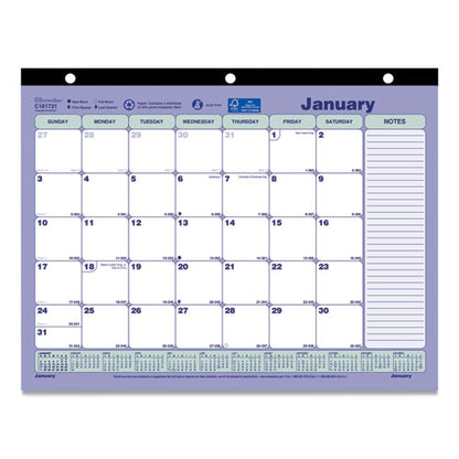 Monthly Desk Pad Calendar, 3-hole Punched, 11 X 8.5, White/blue/green Sheets, Black Binding, 12-month (jan To Dec): 2026