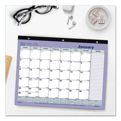 Monthly Desk Pad Calendar, 3-hole Punched, 11 X 8.5, White/blue/green Sheets, Black Binding, 12-month (jan To Dec): 2026