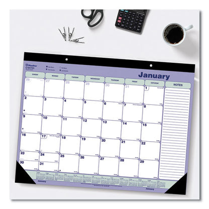 Monthly Desk Pad Calendar, 21.25 X 16, White/blue/green Sheets, Black Binding, Black Corners, 12-month (jan To Dec): 2026